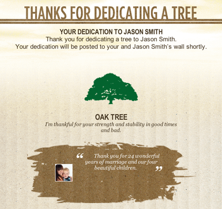 Oak Tree dedication details