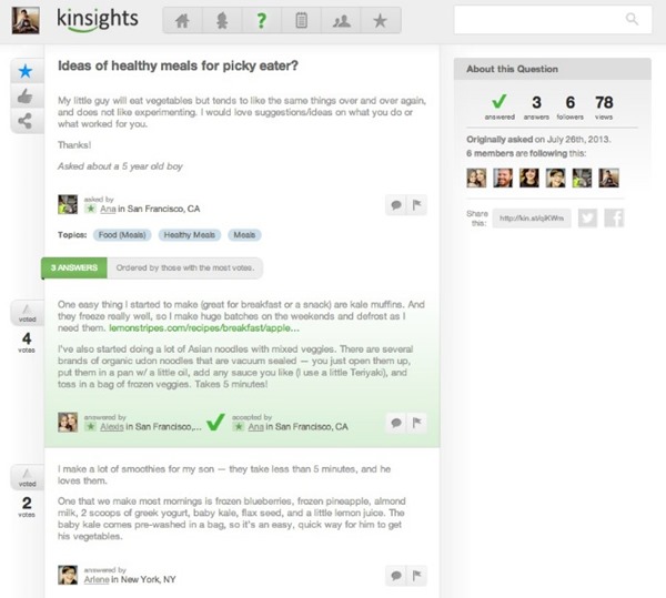 Kinsights Q&A page