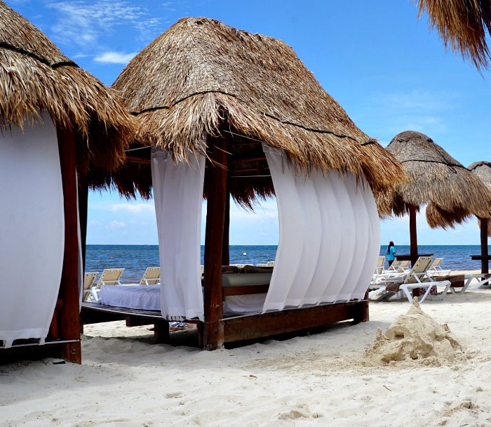 beach cabanas at Azul Beach Resort