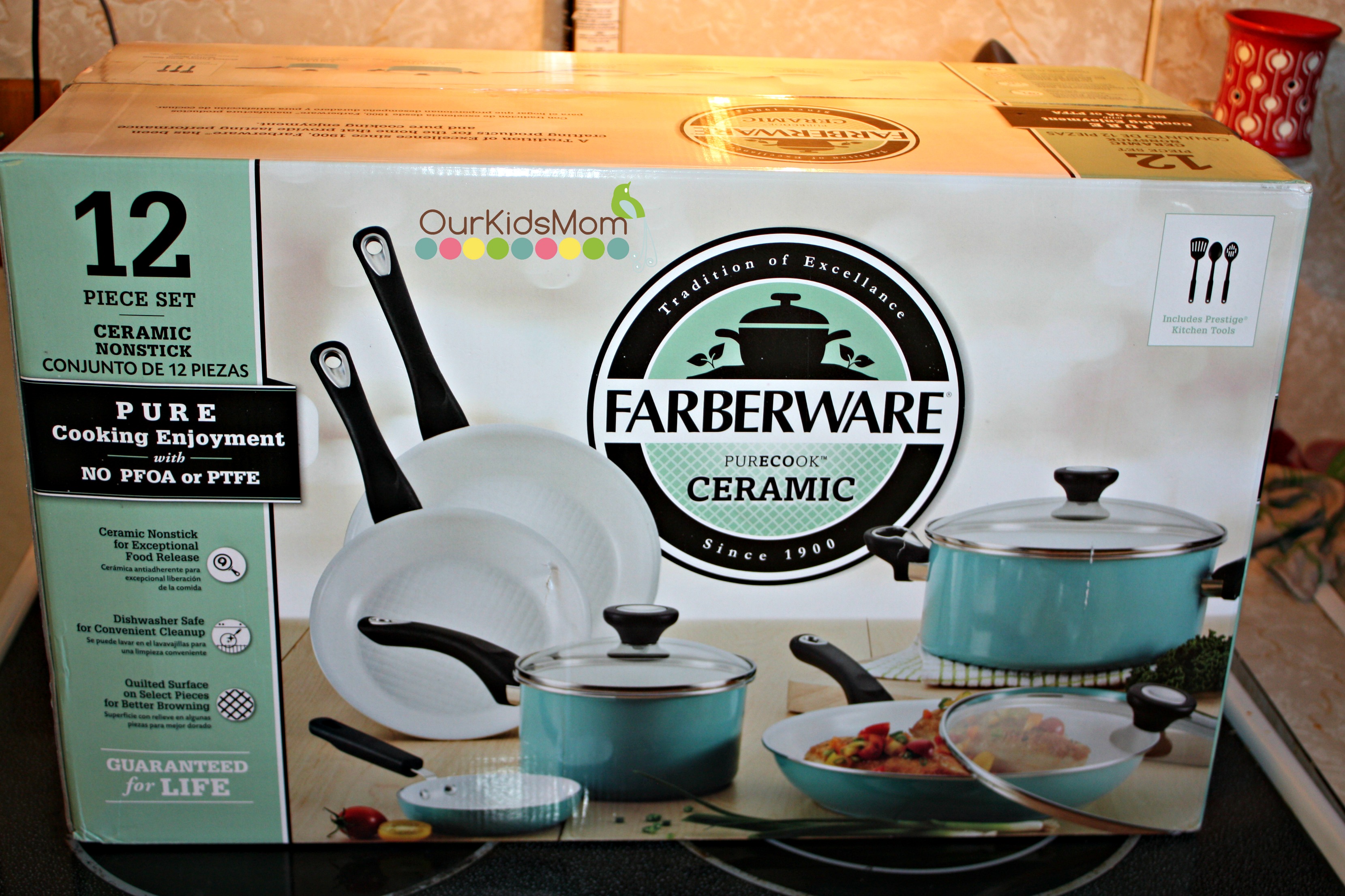 Farberware 12 Piece Purecook Ceramic Nonstick Cookware Cookware Set, Blue