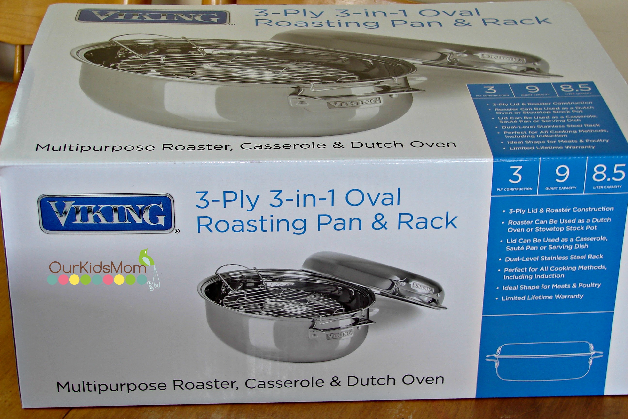 Viking 3-Ply Oval Roaster 8.5-Quart with Metal Induction Lid Rack